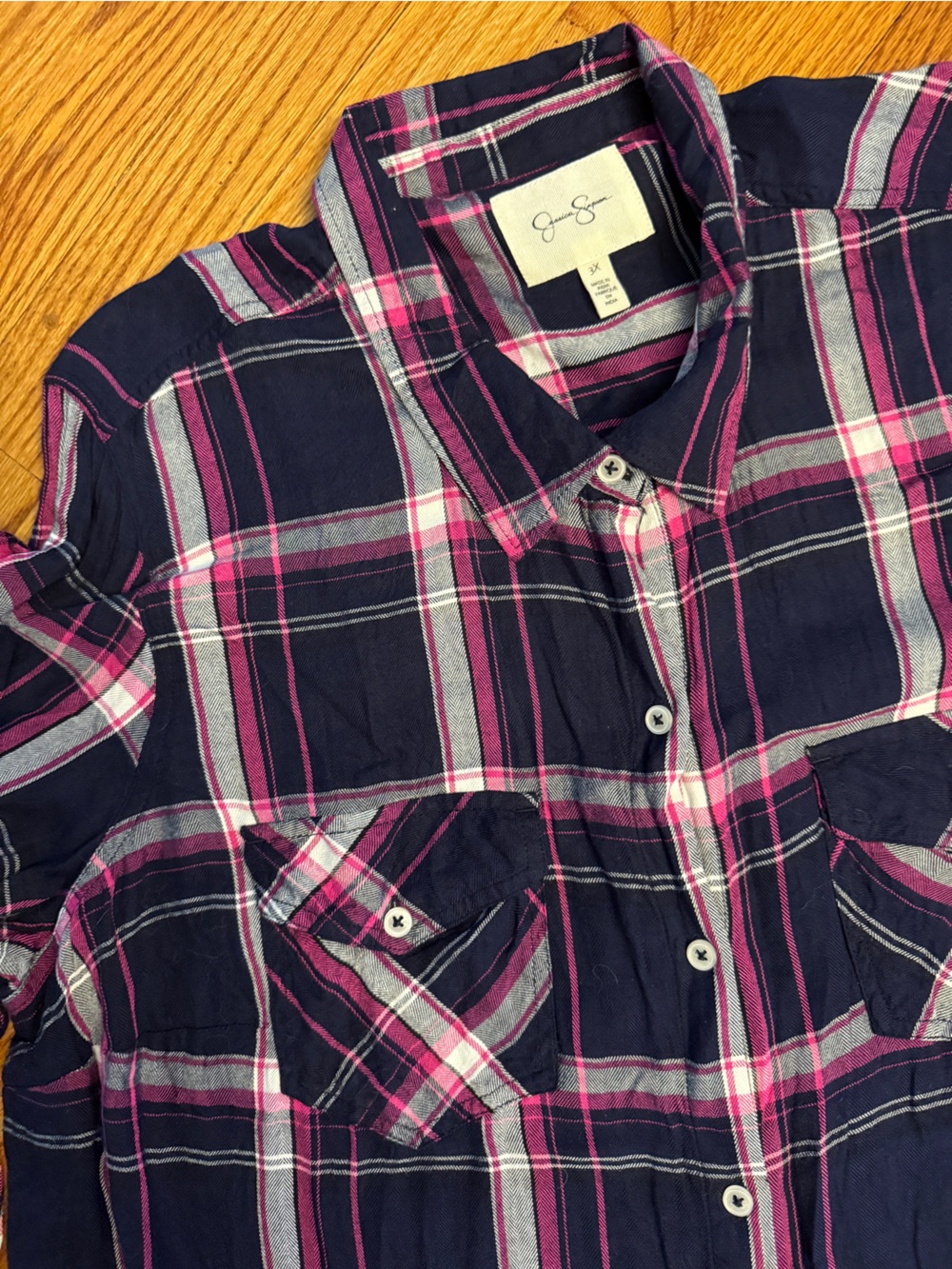 Jessica Simpson Navy Plaid Shirt